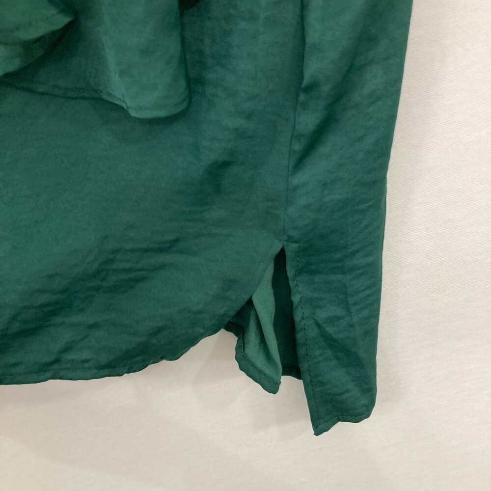 New Investments 3X Green Forest V Neck Ruffle Flare Sleeve Romantic Button Down - Picture 7 of 10